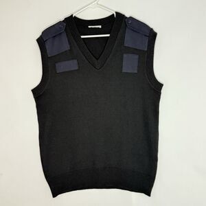 Sweater Vest Uniform Black With Blue Knit Size L VF Imagewear